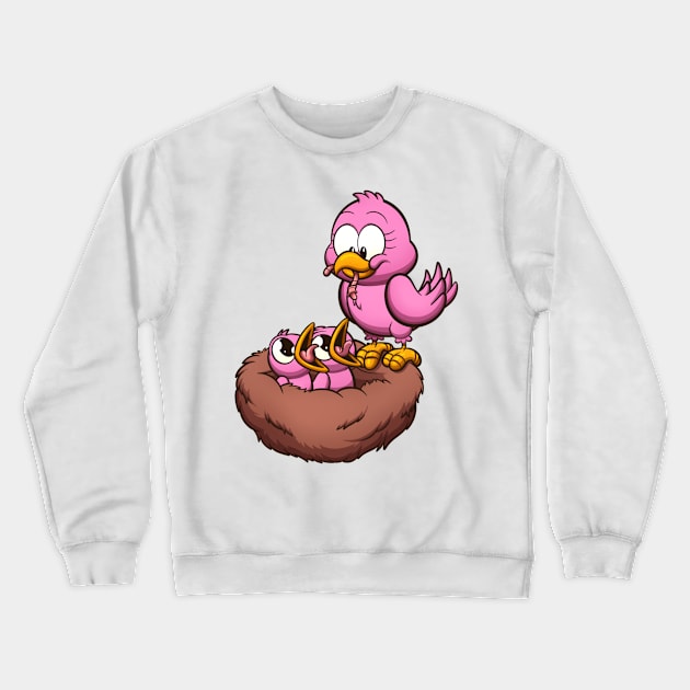 Mother Bird Feeding Her Nest Crewneck Sweatshirt by TheMaskedTooner